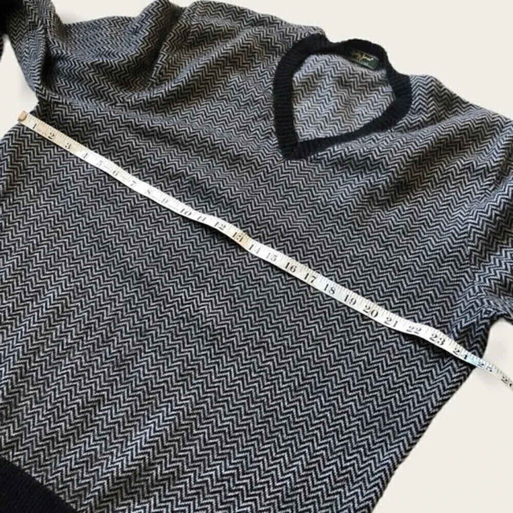 Bobby Jones Chevron V Neck Sweater Wool Cashmere Black Gray XL - Picture 10 of 14
